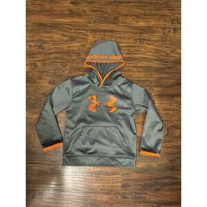 Under Armour Storm Gray Orange Hoodie Pullover Hooded Jacket Youth Sz 7